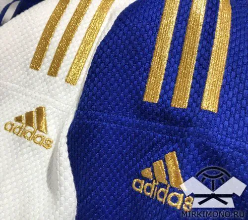 Кимоно "Adidas" Champion 2 IJF Slim Fit Premium синее c золотыми полосками