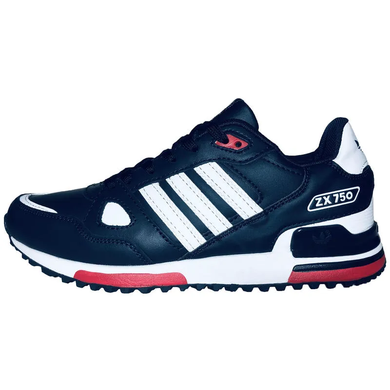 Кроссовки Adidas ZX 750 Leather Navy синие кожаные-0