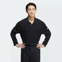 Мужская рубашка adidas JACQUARD LONG SLEEVE POLO SHIRT черная